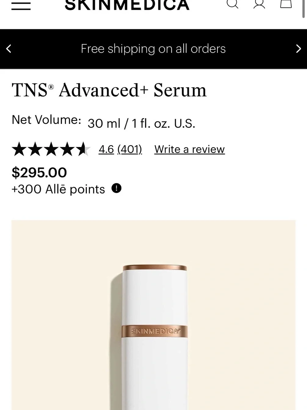 SkinMedica TNS Advanced Serum. NWT